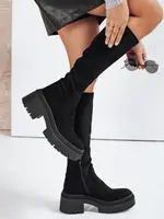 Dámské zamszové holínky na hrubé podrážce