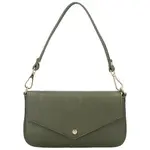 Dámská kožená kabelka na rameno tmavě zelená - Delami Vera Pelle Aksely