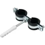 Dvojitá kovová objímka na rúry s hmoždinkou a tesnením 1\" x 32-36