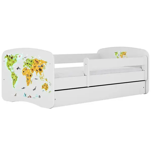 Dětská postel Babydreams+SZ+M bílá 80x160 Mapa světa