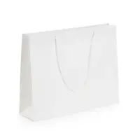 Luxusní kraftová taška s bavlněnými úchyty 450x325x120 mm, BÍLÁ