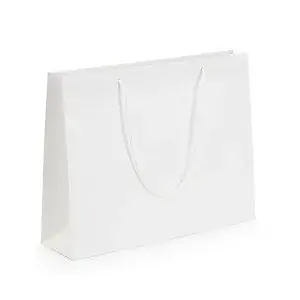 Luxusní kraftová taška s bavlněnými úchyty 450x325x120 mm, BÍLÁ