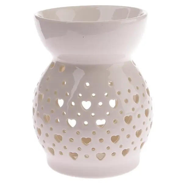 Porcelánová aromalampase srdíčky bílá 11.4x8,5 cm