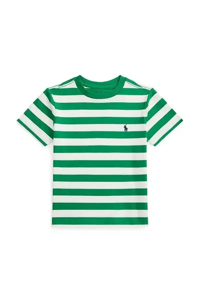Dětské bavlněné tričko Polo Ralph Lauren zelená barva, 322A95726002