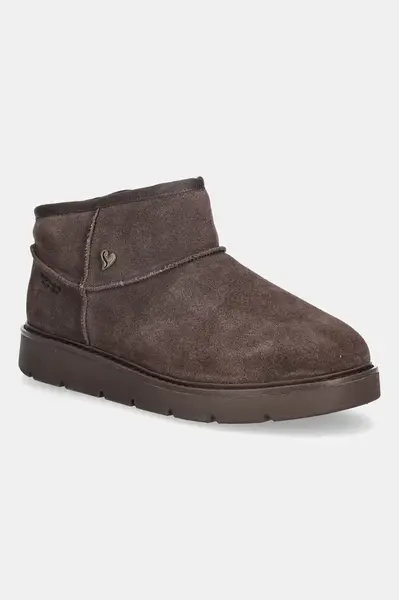 Semišové sněhule Skechers KEEPSAKES COZY - COZY MINI hnědá barva, 167848