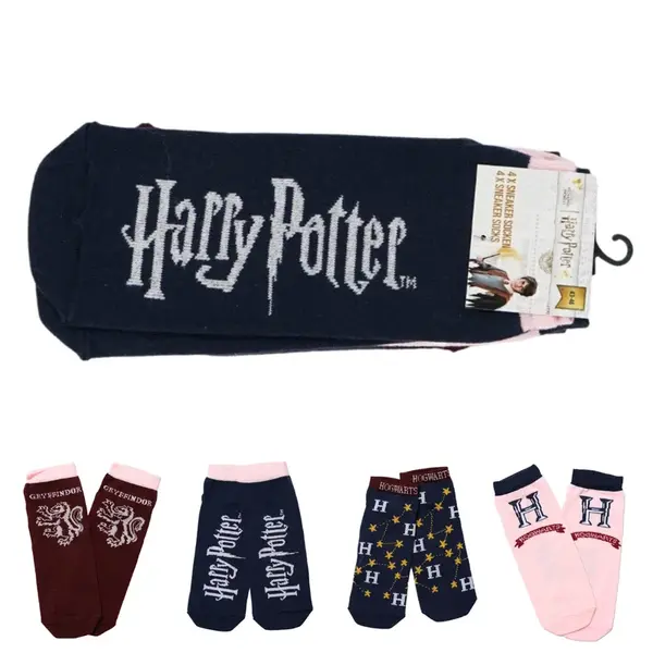 Ponožky HOGWARTS modro-ružové, 4 páry - rôzne veľkosti Veľkosť: 35 - 38
