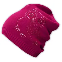 Baby Nellys Jarní/podzimní čepice Sovička - malinově růžová