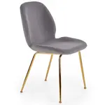 Židle K381 látka velvet/chrom popelavě šedá/zlatá
