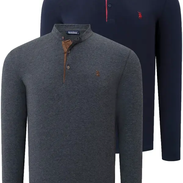 DOUBLE SET V4009 DEWBERRY MEN'S SWEATSHIRT-NAVY - ANTHRACITE