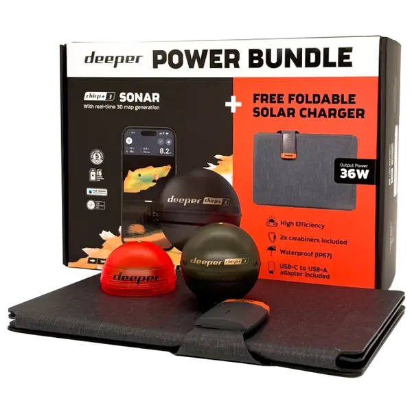 Deeper power bundle nahadzovací sonar chirp+ 3 a solárna nabíjačka