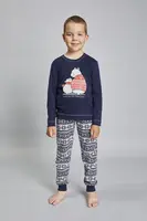 Boys' Arctic pajamas long sleeves, long trousers - navy blue/navy blue print