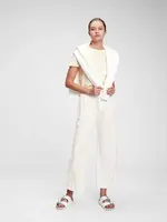GAP Kalhoty high rise wide-leg pants in linen-cotton - Dámské