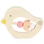 Bieco - Drevené hryzadielko s ružovými korálikmi - vtáčik