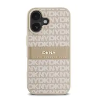 Zadní kryt DKNY PU Leather Repeat Pattern Tonal Stripe pro Apple iPhone 16, růžová