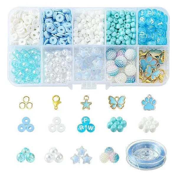 DIY Round Acrylic & Glass Beads Bracelets Jewelry Kits