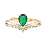 Green Cubic Zirconia Crown Adjustable Ring