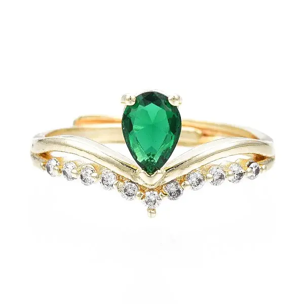 Green Cubic Zirconia Crown Adjustable Ring
