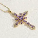 Cross Brass Micro Pave Cubic Zirconia Pendant Necklaces