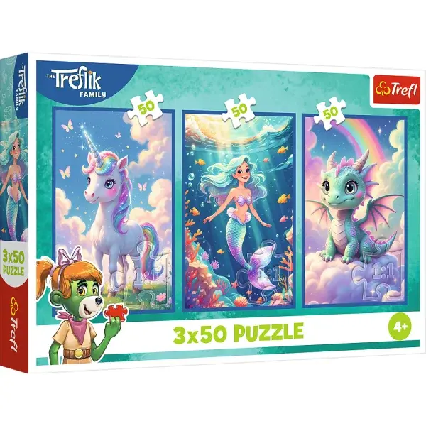 Trefl Puzzle 3x50 Rodina Treflíků / Spolu v barevném světě