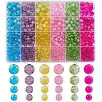 1500Pcs 24 Style Baking & Spray Painted Crackle Glass Beads