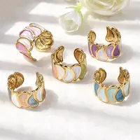 304 Stainless Steel Enamel Open Cuff Rings