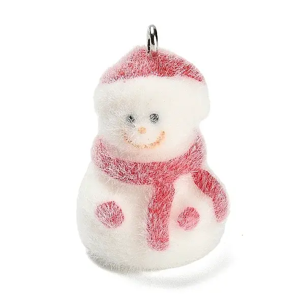 Christmas Flocky Opaque Resin Pendants