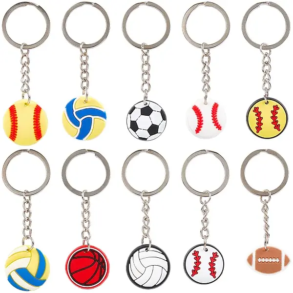 38Pcs Sports PVC Pendant Keychains