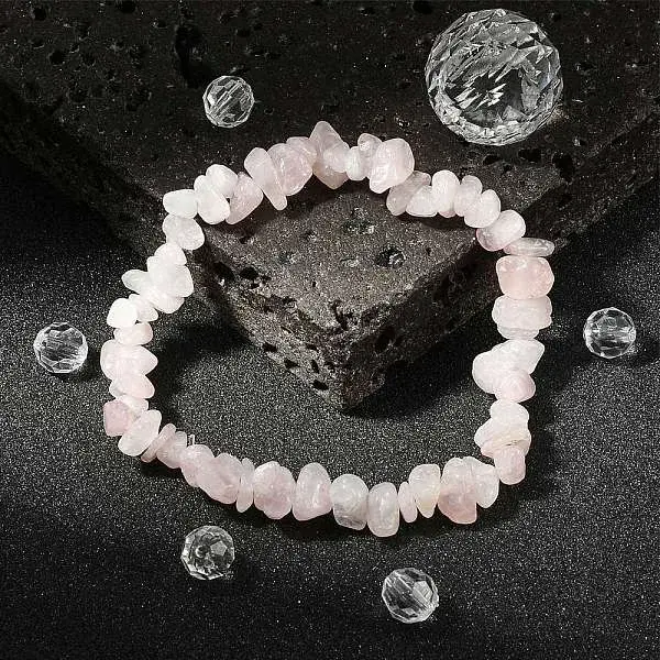 Rose Quartz Chips Stretch Bracelets