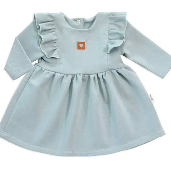Baby Nellys Dětské teplákové šaty, tunika Vintage Love - mátové, vel. 62