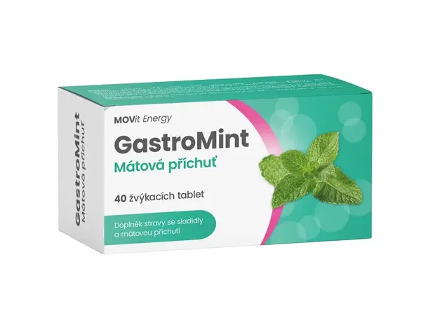 MOVit Energy GastroMint Mátová příchuť 40 žvýkacích tablet