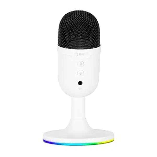 Marvo, herní/streamovací mikrofon, MIC-06, bílá, RGB podsvícení, vstup pro sluchátka