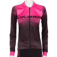 Dámský cyklistický dres s dlouhým rukávem Crussis CSW-061 černo-růžová XS