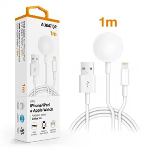 Nabíjecí kabel ALIGATOR 2v1 pro iPhone/iPad a Apple Watch, bílá