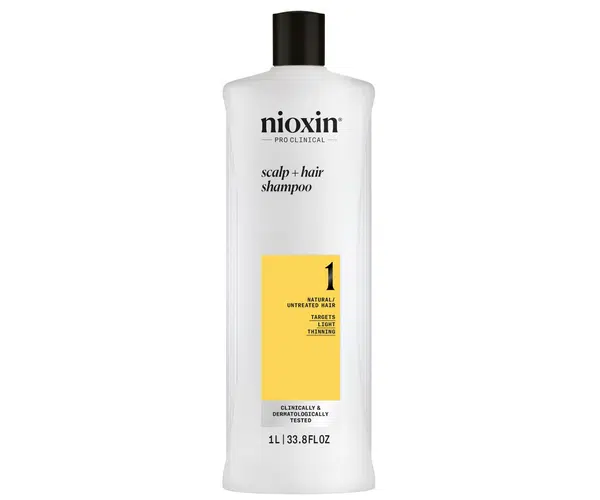 Čisticí šampon pro mírně řídnoucí přírodní vlasy Nioxin System 1 Scalp + Hair Shampoo - 1000 ml + dárek zdarma