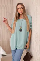 Kesi Włoski Oversized halenka s přívěskem tmavá máta