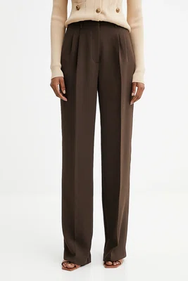 Kalhoty Guess THEOLINE dámské, hnědá barva, široké, high waist, W5YB08 WGHC2