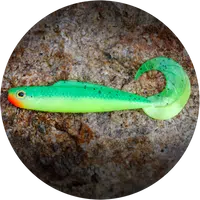 Redbass gumová nástraha twister kixter fluo green rh uv - 12,5 cm 14 g