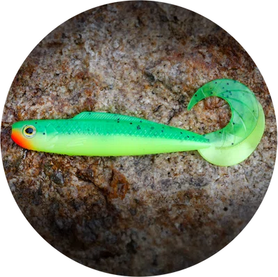 Redbass gumová nástraha twister kixter fluo green rh uv - 12,5 cm 14 g