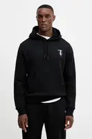 Bavlněná mikina Trussardi pánská, černá barva, s kapucí, s aplikací, G8078200033N