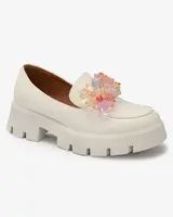Resti White women's moccasins with colorful crystals Crystal Glam