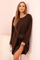 Kesi Włoski Dámská viskózová sukýnka Plus Size s kabelkou na řetízku hnědá