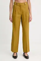 Kalhoty Morgan dámské, žlutá barva, high waist, PFIJA.F