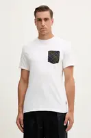 Bavlněné tričko Barbour pánské, bílá barva, s aplikací, MTS1470