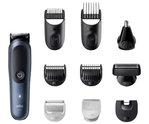 Multifunkční zastřihovač vlasů, vousů a celého těla Braun Series 7 AIO7540 - modrý + dárek zdarma