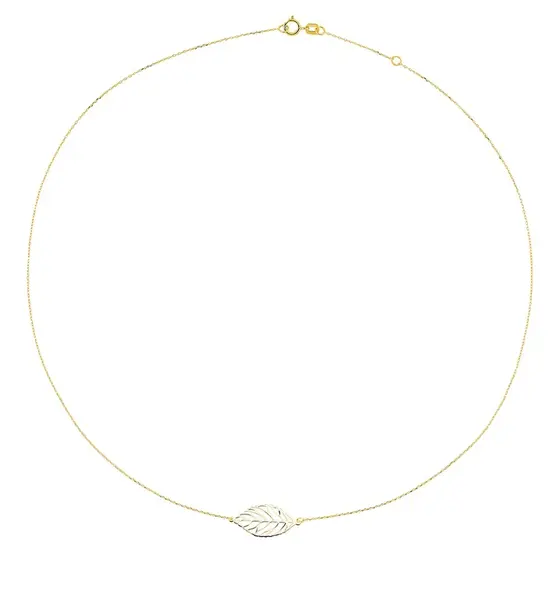 Cutie Jewellery Něžný náhrdelník ze žlutého zlata Lístek Z0130-40-X-1