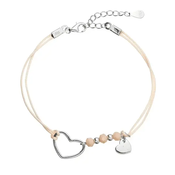 Evolution Group - Pavona Béžový kabala náramek se srdíčky 13053.3