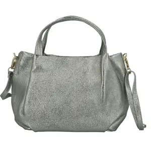 Dámská kožená kabelka do ruky stříbrná - Delami Vera Pelle Marillyn
