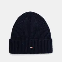 Kašmírová čepice Tommy Hilfiger tmavomodrá barva, AM0AM13586