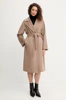 Vlněný kabát Weekend Max Mara RESINA dámský, hnědá barva, oversize, 2525016031600