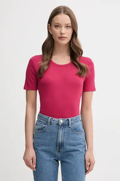Bavlněné tričko United Colors of Benetton dámské, fialová barva, 3GA2E16A0